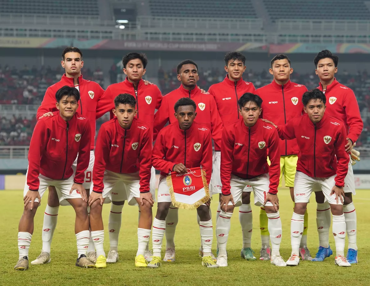 Para pemain Timnas Indonesia U-19 kala berlaga.